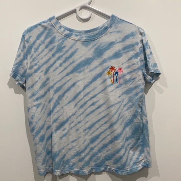 LOFT blue tie dye short sleeve top size XS - Picture 2 of 6